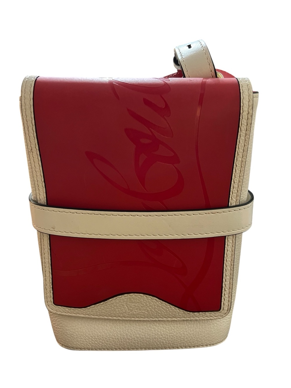 Christian Louboutin Red and Cream Leather Signature Crossbody